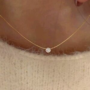Anthropologie 2ct Diamond Solitaire Gold Necklace